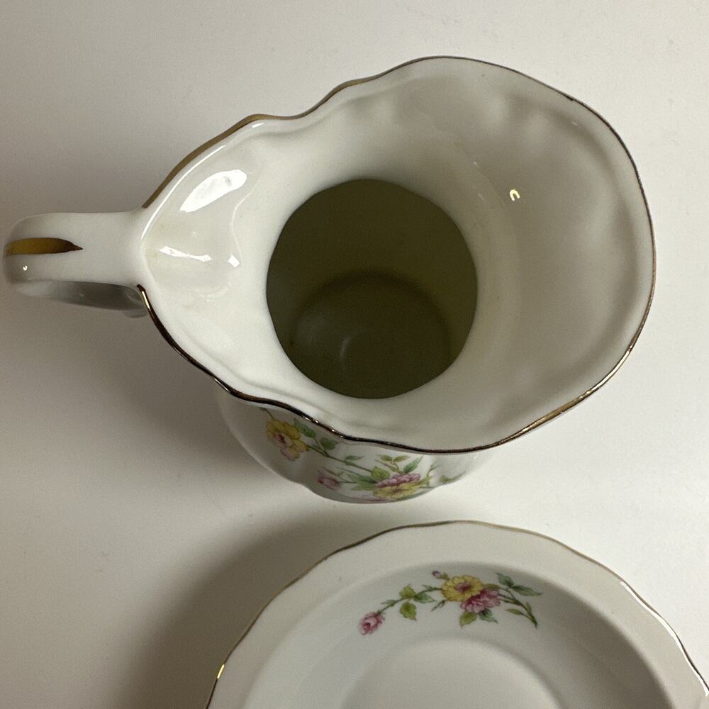 Vintage Lefton Bone China Hand Painted Flower Water/Creamer Pitcher & Bowl-Japan - Picture 4 of 9